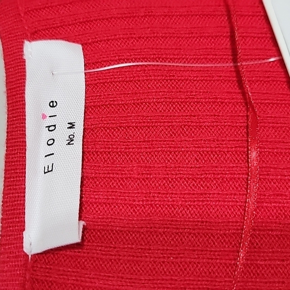 Elodie M Red Ribbed Faux Wrap Sweater V-Neck Long Sleeve Soft Office Knit NWT - Picture 12 of 13